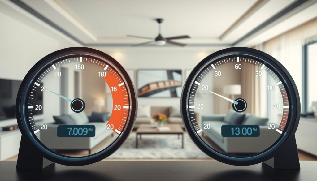 A well-lit and detailed comparative analysis of home broadband speeds, showcasing the Telecombrother network's performance against other providers. In the foreground, two speedometers display contrasting results, one for Telecombrother and the other for a competing service. The middle ground features a clean, minimalist home interior with sleek furnishings, creating a modern and inviting atmosphere. The background subtly incorporates technical elements, such as network infrastructure and data visualizations, to reinforce the technical nature of the comparison. The overall composition strikes a balance between the informative and visually appealing, effectively conveying the essence of the "Home Broadband Comparison" section of the article. A well-lit and detailed comparative analysis of home broadband speeds, showcasing the Telecombrother network's performance against other providers. In the foreground, two speedometers display contrasting results, one for Telecombrother and the other for a competing service. The middle ground features a clean, minimalist home interior with sleek furnishings, creating a modern and inviting atmosphere. The background subtly incorporates technical elements, such as network infrastructure and data visualizations, to reinforce the technical nature of the comparison. The overall composition strikes a balance between the informative and visually appealing, effectively conveying the essence of the "Home Broadband Comparison" section of the article.